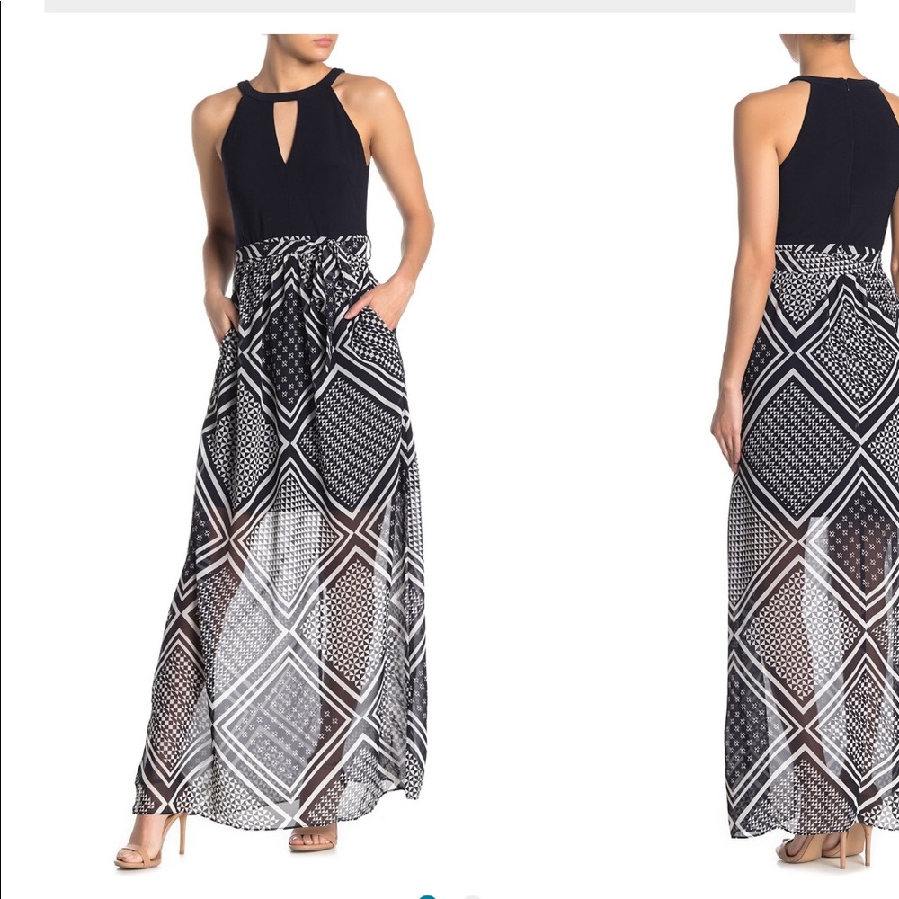 Vince Camuto Printed Chiffon Twofer Dress